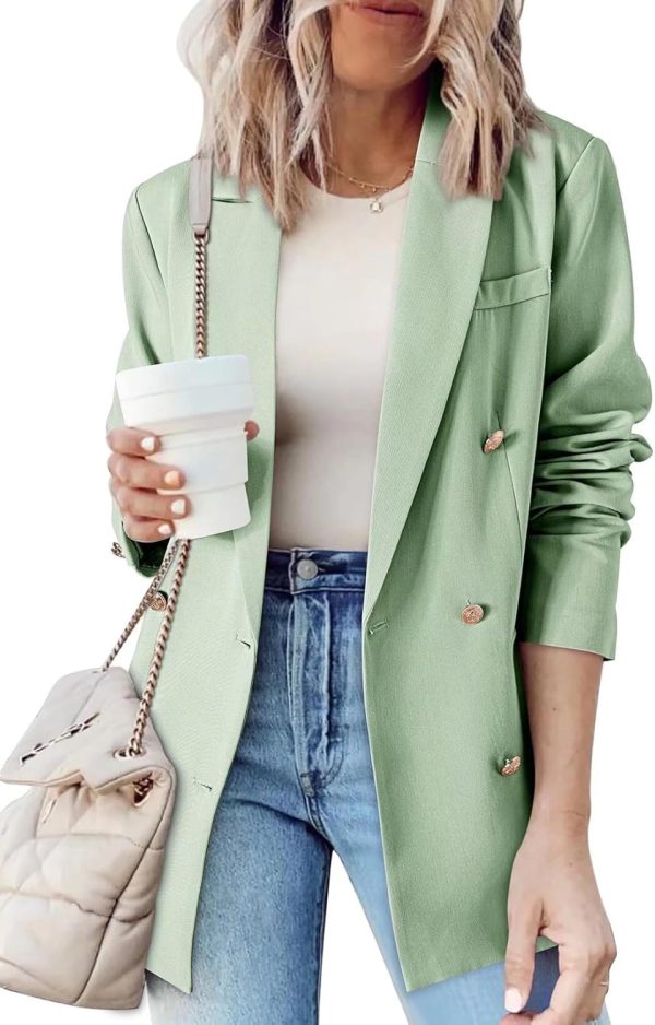 Dokotoo Womens Double Breasted Blazer Jackets Casual Blazers Open Front Long Sleeve Lapel Collar Work Office Jackets Blazer - Image 13