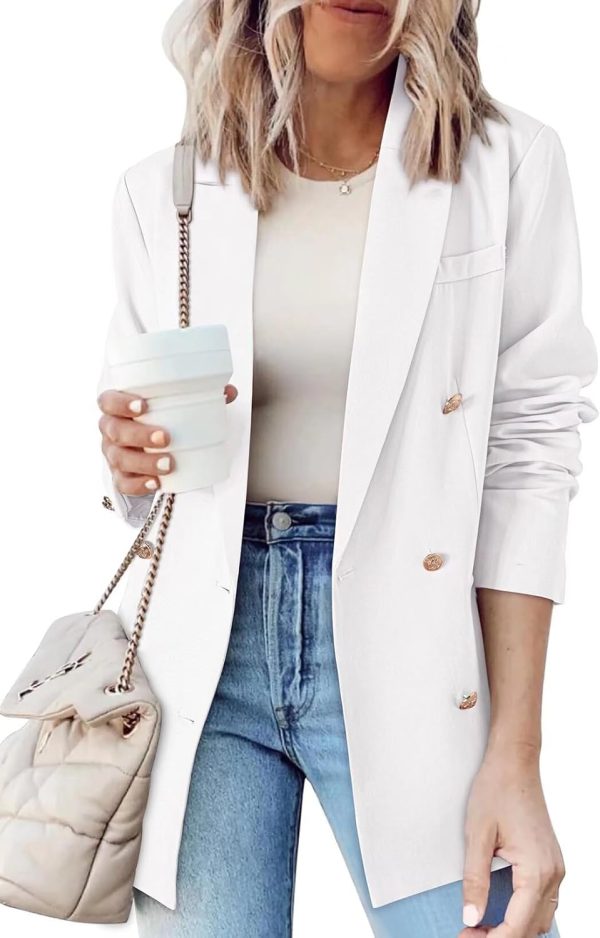 Dokotoo Womens Double Breasted Blazer Jackets Casual Blazers Open Front Long Sleeve Lapel Collar Work Office Jackets Blazer - Image 19