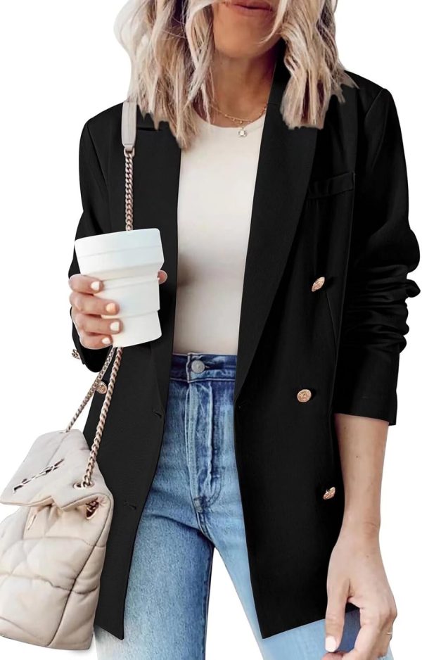 Dokotoo Womens Double Breasted Blazer Jackets Casual Blazers Open Front Long Sleeve Lapel Collar Work Office Jackets Blazer - Image 24