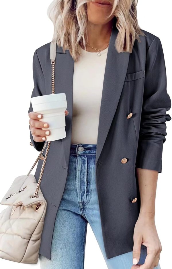 Dokotoo Womens Double Breasted Blazer Jackets Casual Blazers Open Front Long Sleeve Lapel Collar Work Office Jackets Blazer - Image 29