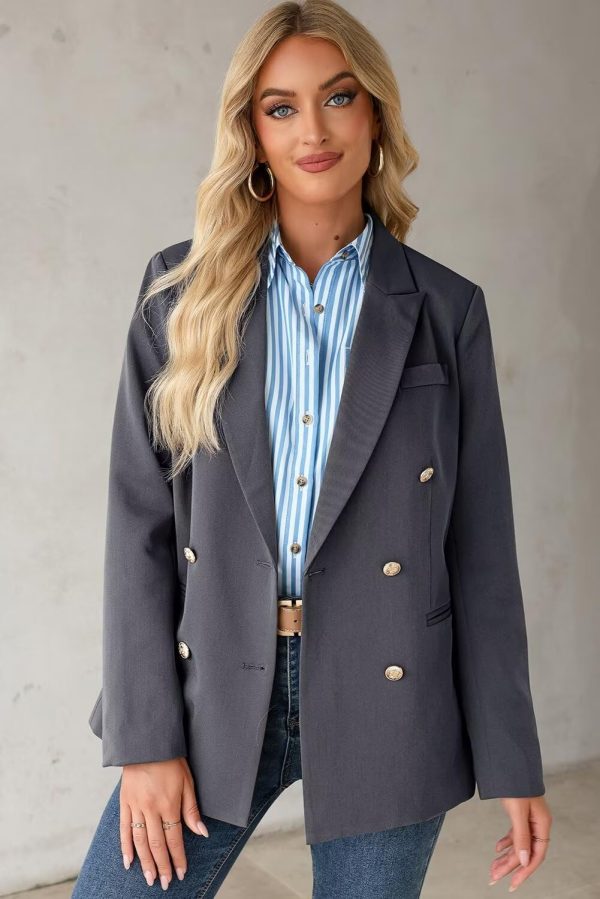 Dokotoo Womens Double Breasted Blazer Jackets Casual Blazers Open Front Long Sleeve Lapel Collar Work Office Jackets Blazer - Image 32