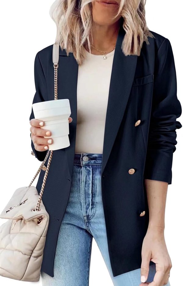Dokotoo Womens Double Breasted Blazer Jackets Casual Blazers Open Front Long Sleeve Lapel Collar Work Office Jackets Blazer - Image 34