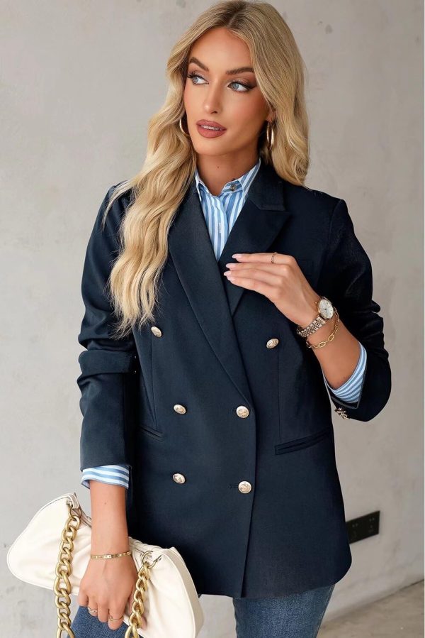 Dokotoo Womens Double Breasted Blazer Jackets Casual Blazers Open Front Long Sleeve Lapel Collar Work Office Jackets Blazer - Image 37