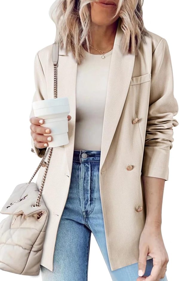 Dokotoo Womens Double Breasted Blazer Jackets Casual Blazers Open Front Long Sleeve Lapel Collar Work Office Jackets Blazer - Image 38