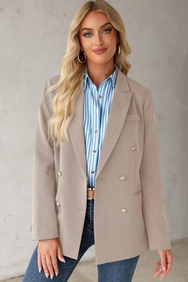 Dokotoo Womens Double Breasted Blazer Jackets Casual Blazers Open Front Long Sleeve Lapel Collar Work Office Jackets Blazer - Image 41