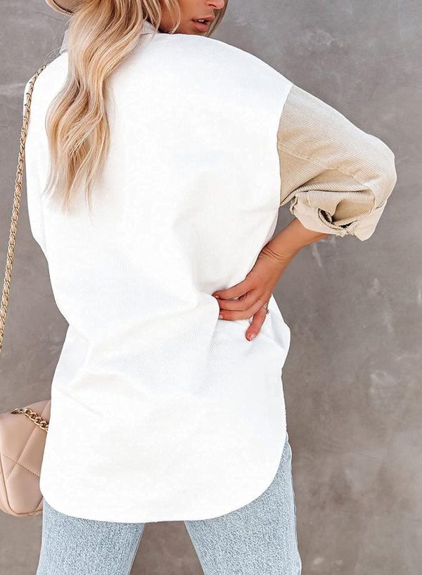 Dokotoo Womens Corduroy Button Down Shirts Boyfriend Long Sleeve Oversized Blouses Tops - Image 127