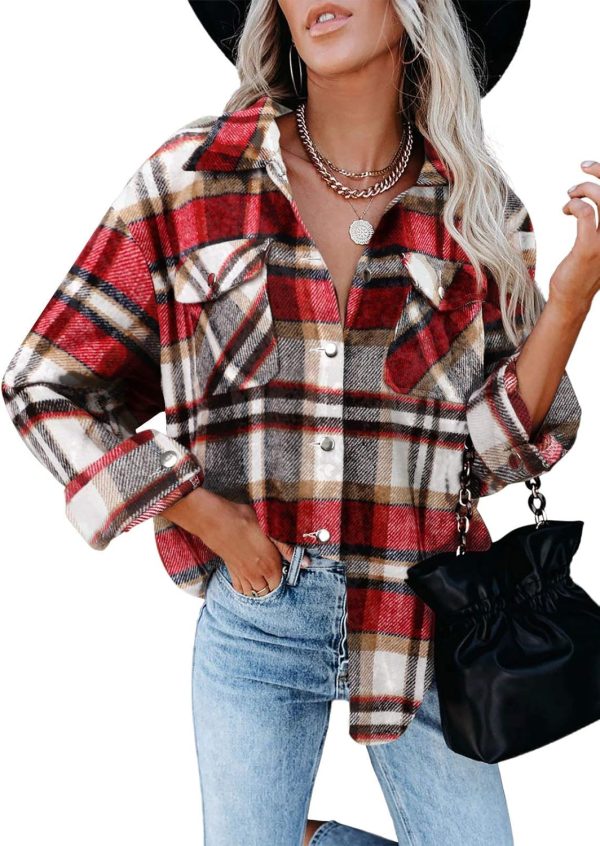 Dokotoo Womens Corduroy Button Down Shirts Boyfriend Long Sleeve Oversized Blouses Tops - Image 145