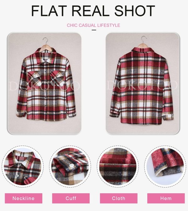 Dokotoo Womens Corduroy Button Down Shirts Boyfriend Long Sleeve Oversized Blouses Tops - Image 148