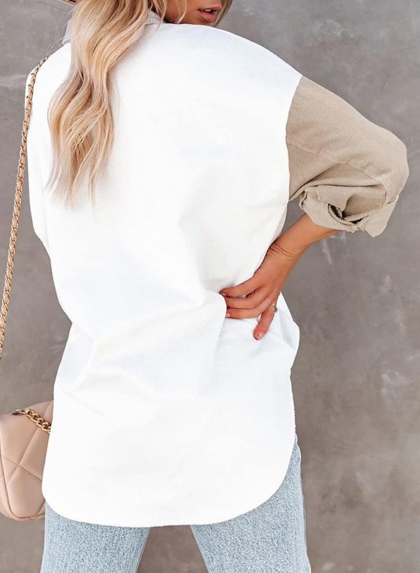 Dokotoo Womens Corduroy Button Down Shirts Boyfriend Long Sleeve Oversized Blouses Tops - Image 150
