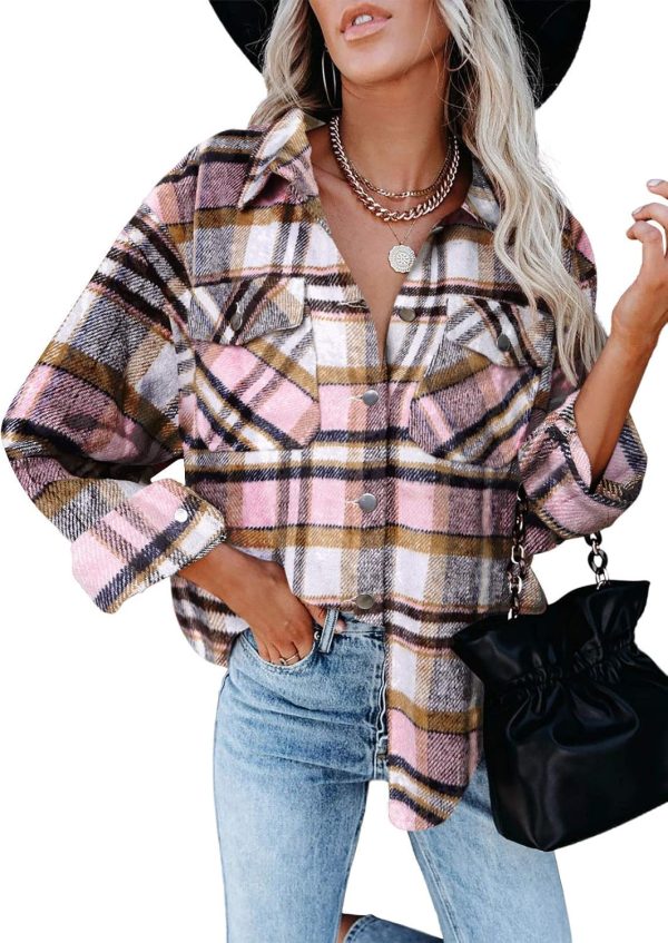 Dokotoo Womens Corduroy Button Down Shirts Boyfriend Long Sleeve Oversized Blouses Tops - Image 161