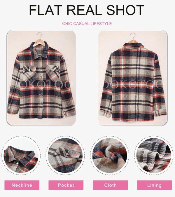 Dokotoo Womens Corduroy Button Down Shirts Boyfriend Long Sleeve Oversized Blouses Tops - Image 40