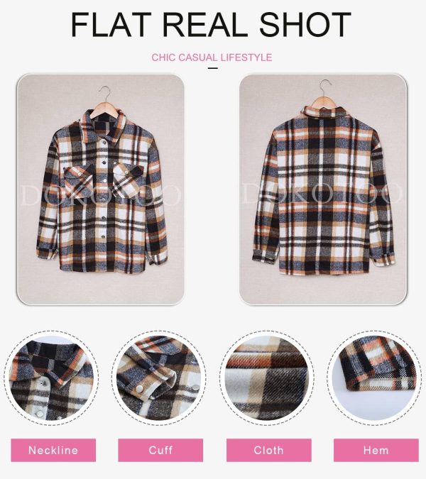 Dokotoo Womens Corduroy Button Down Shirts Boyfriend Long Sleeve Oversized Blouses Tops - Image 72