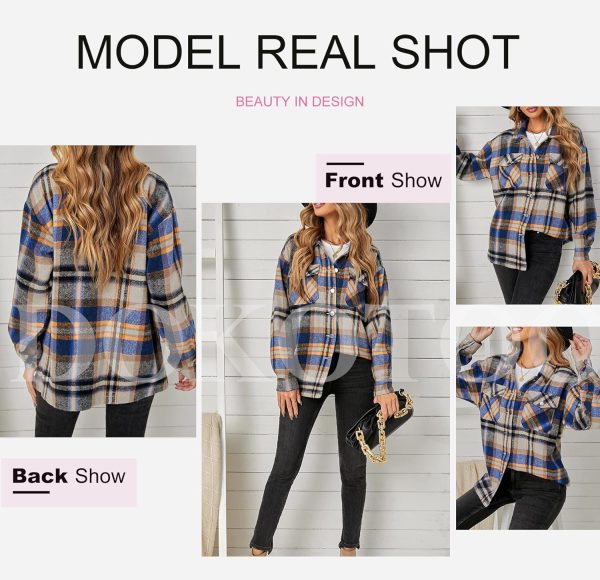 Dokotoo Womens Corduroy Button Down Shirts Boyfriend Long Sleeve Oversized Blouses Tops - Image 93