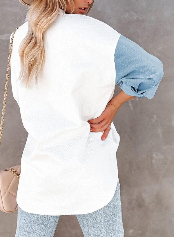 Dokotoo Womens Corduroy Button Down Shirts Boyfriend Long Sleeve Oversized Blouses Tops - Image 113