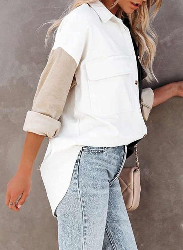 Dokotoo Womens Corduroy Button Down Shirts Boyfriend Long Sleeve Oversized Blouses Tops - Image 128