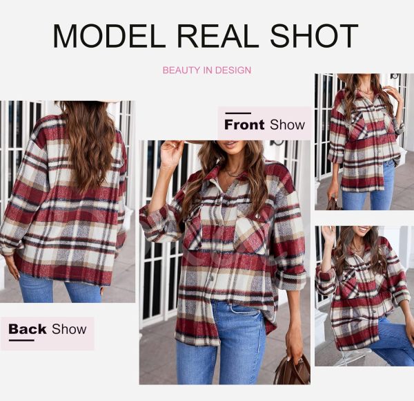 Dokotoo Womens Corduroy Button Down Shirts Boyfriend Long Sleeve Oversized Blouses Tops - Image 147