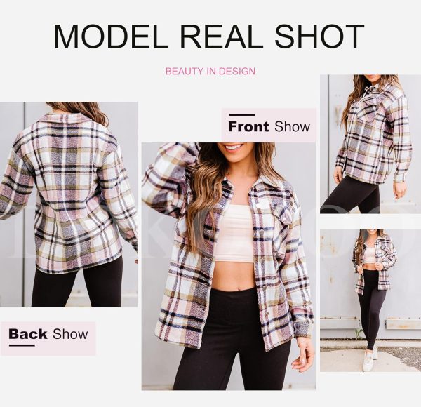 Dokotoo Womens Corduroy Button Down Shirts Boyfriend Long Sleeve Oversized Blouses Tops - Image 163