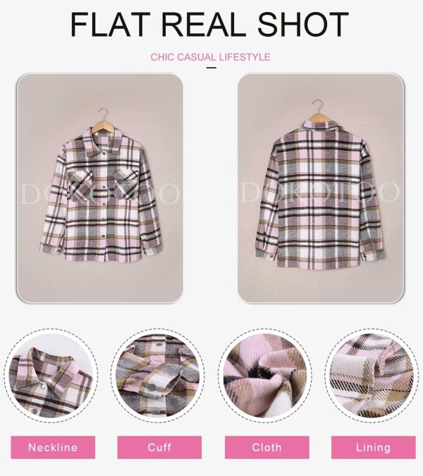 Dokotoo Womens Corduroy Button Down Shirts Boyfriend Long Sleeve Oversized Blouses Tops - Image 164
