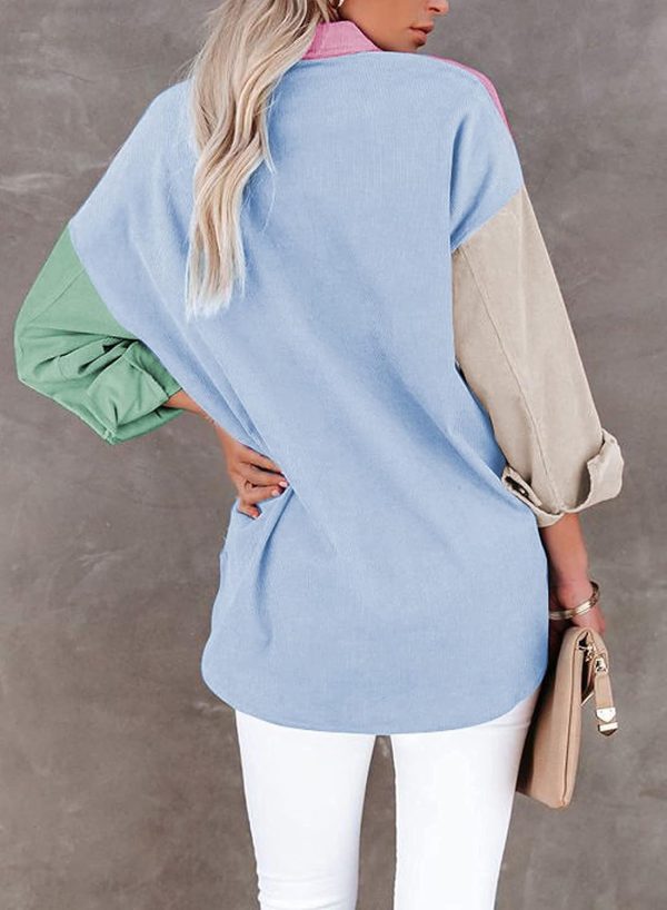 Dokotoo Womens Corduroy Button Down Shirts Boyfriend Long Sleeve Oversized Blouses Tops - Image 166