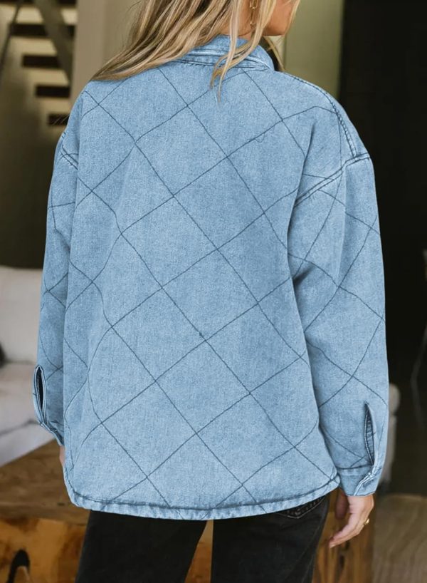 Dokotoo Denim Jacket for Women Fashion Solid Oversized Long Sleeve Button Down Shacket Jacket Coat with Pockets - Image 11