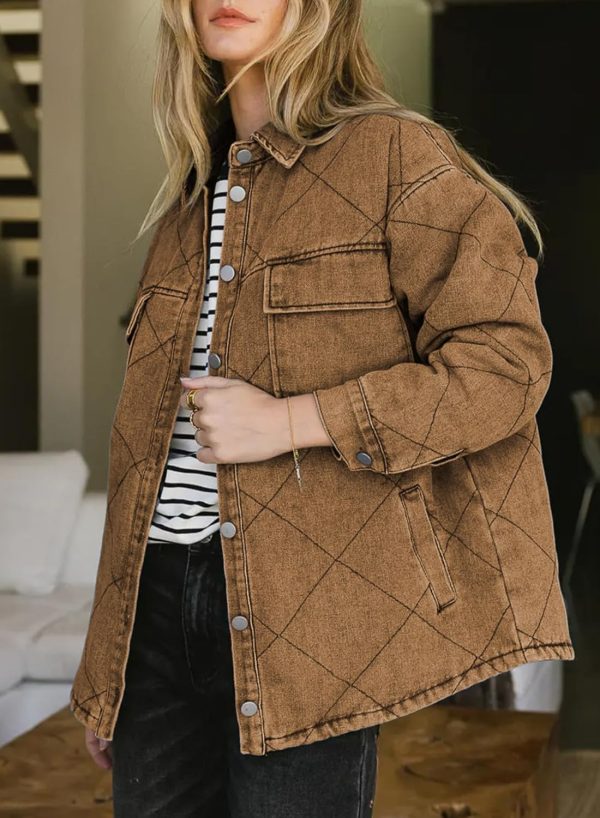 Dokotoo Denim Jacket for Women Fashion Solid Oversized Long Sleeve Button Down Shacket Jacket Coat with Pockets - Image 19