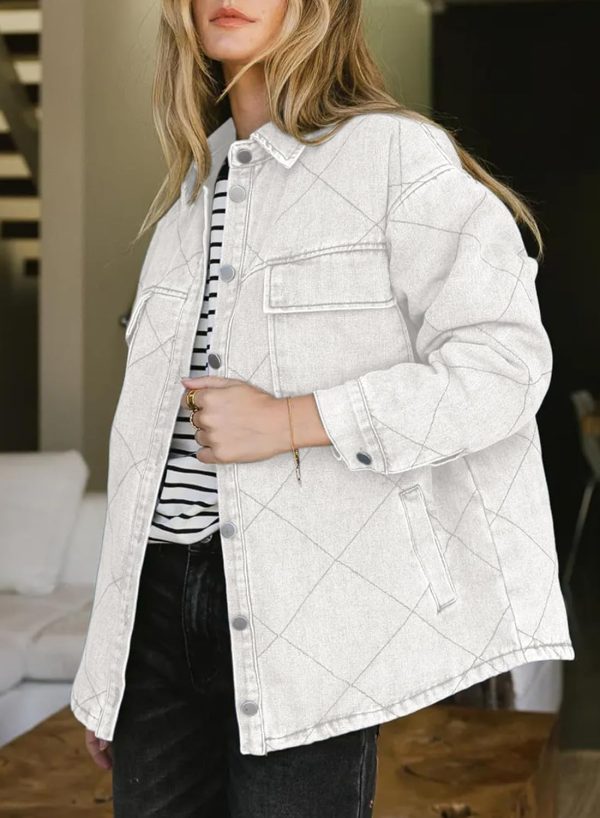 Dokotoo Denim Jacket for Women Fashion Solid Oversized Long Sleeve Button Down Shacket Jacket Coat with Pockets - Image 23