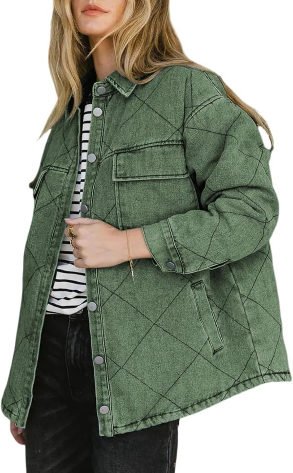 Dokotoo Denim Jacket for Women Fashion Solid Oversized Long Sleeve Button Down Shacket Jacket Coat with Pockets - Image 33
