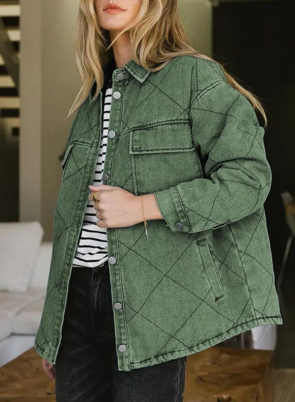Dokotoo Denim Jacket for Women Fashion Solid Oversized Long Sleeve Button Down Shacket Jacket Coat with Pockets - Image 36