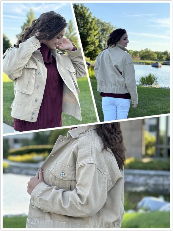 Dokotoo Women's Cargo Jean Jacket - Cropped Button Spring Fashion Coat for Women - Image 5