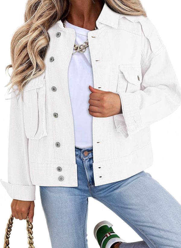 Dokotoo Women's Cargo Jean Jacket - Cropped Button Spring Fashion Coat for Women - Image 6