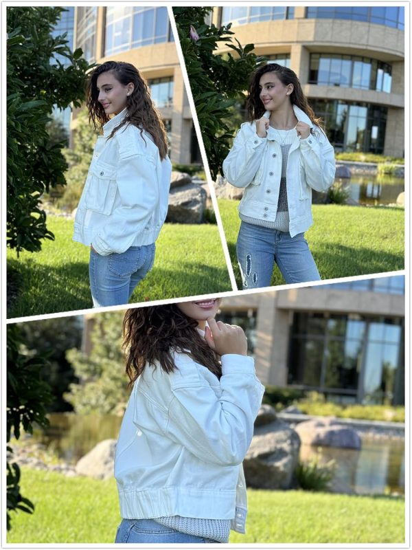 Dokotoo Women's Cargo Jean Jacket - Cropped Button Spring Fashion Coat for Women - Image 10