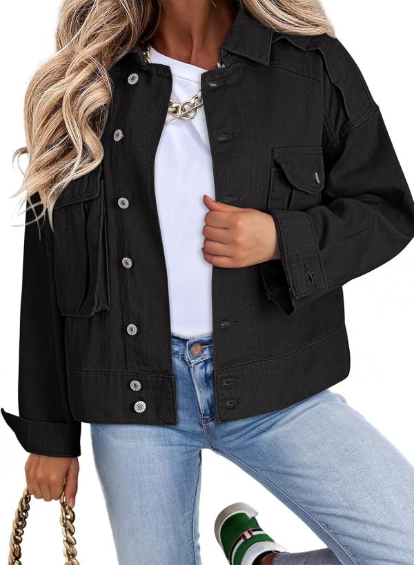 Dokotoo Women's Cargo Jean Jacket - Cropped Button Spring Fashion Coat for Women - Image 16