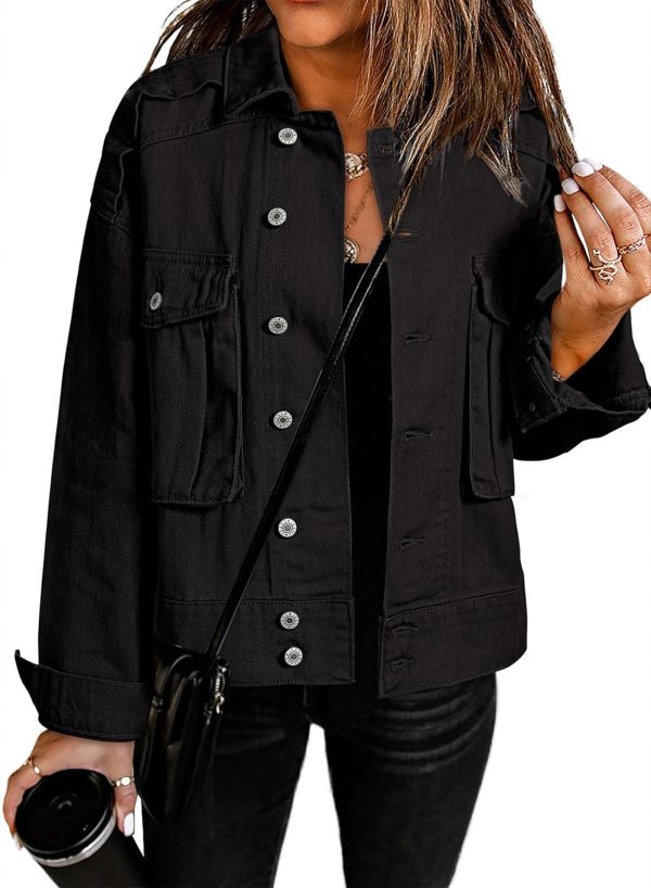 Dokotoo Women's Cargo Jean Jacket - Cropped Button Spring Fashion Coat for Women - Image 18