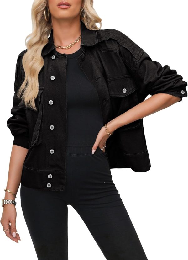 Dokotoo Women's Cargo Jean Jacket - Cropped Button Spring Fashion Coat for Women - Image 19