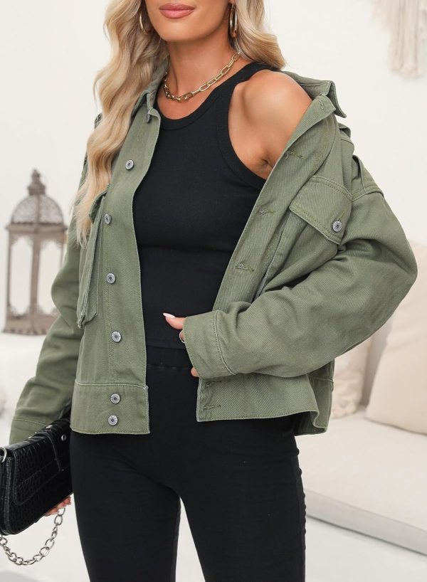 Dokotoo Women's Cargo Jean Jacket - Cropped Button Spring Fashion Coat for Women - Image 23