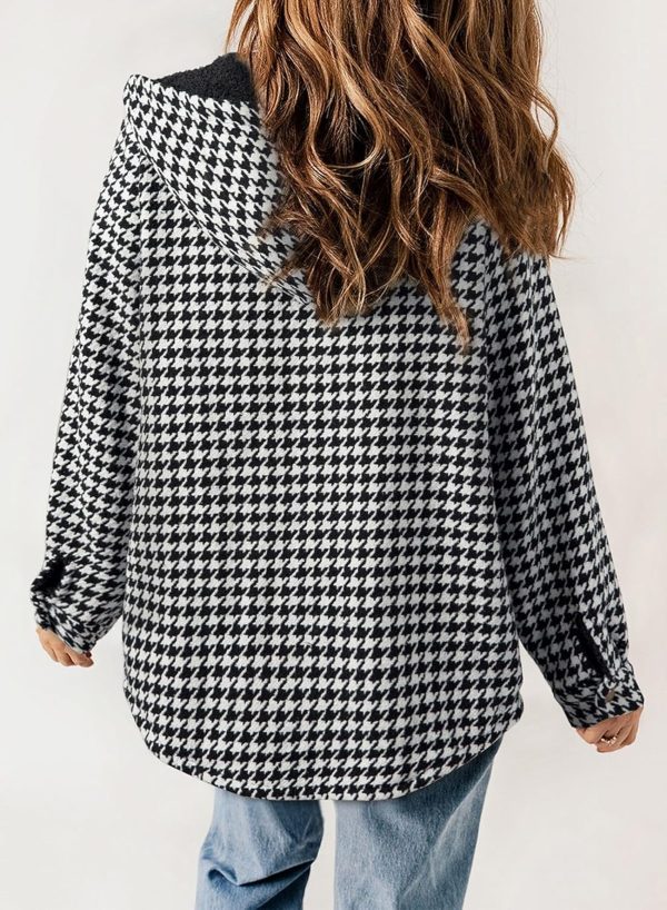 Dokotoo Womens Plaid Shacket Jacket Long Sleeve Button Down Fleece Hooded Jackets Warm Coat - Image 59